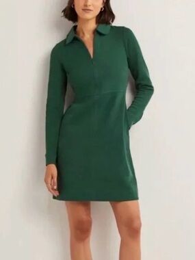 Long Sleeve Polo Dress in Emerald Green